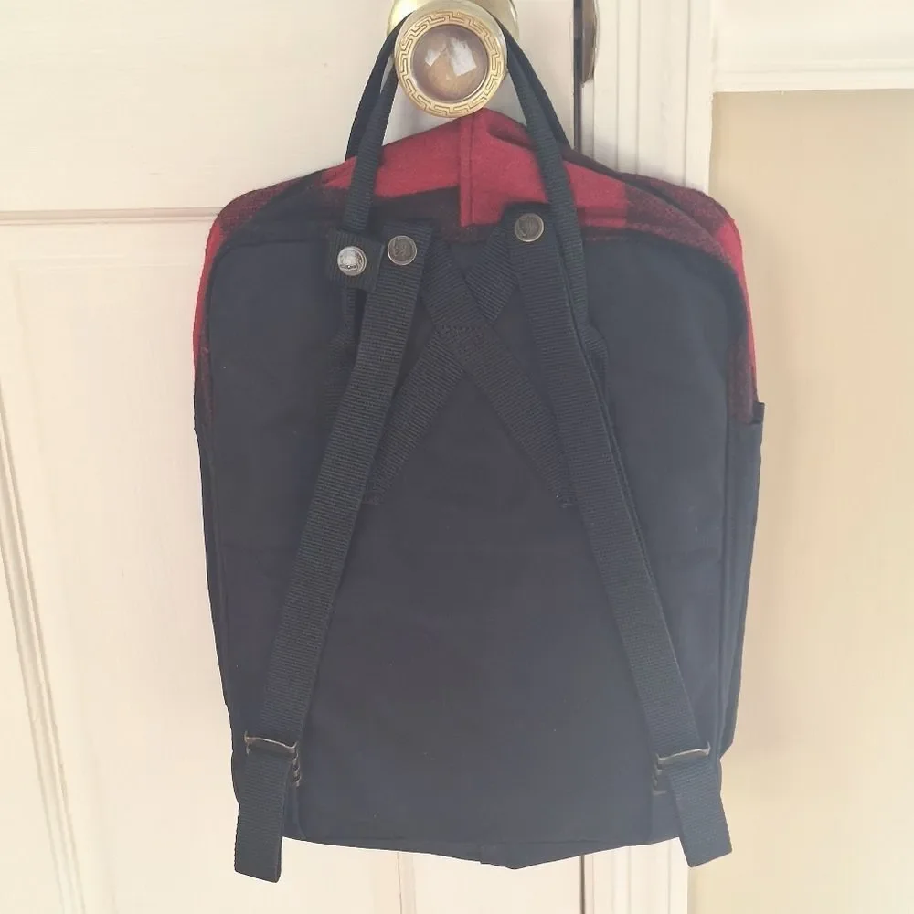 NWT Fjallraven Kanken Backpack Red Black Plaid Re-Wool Unisex
